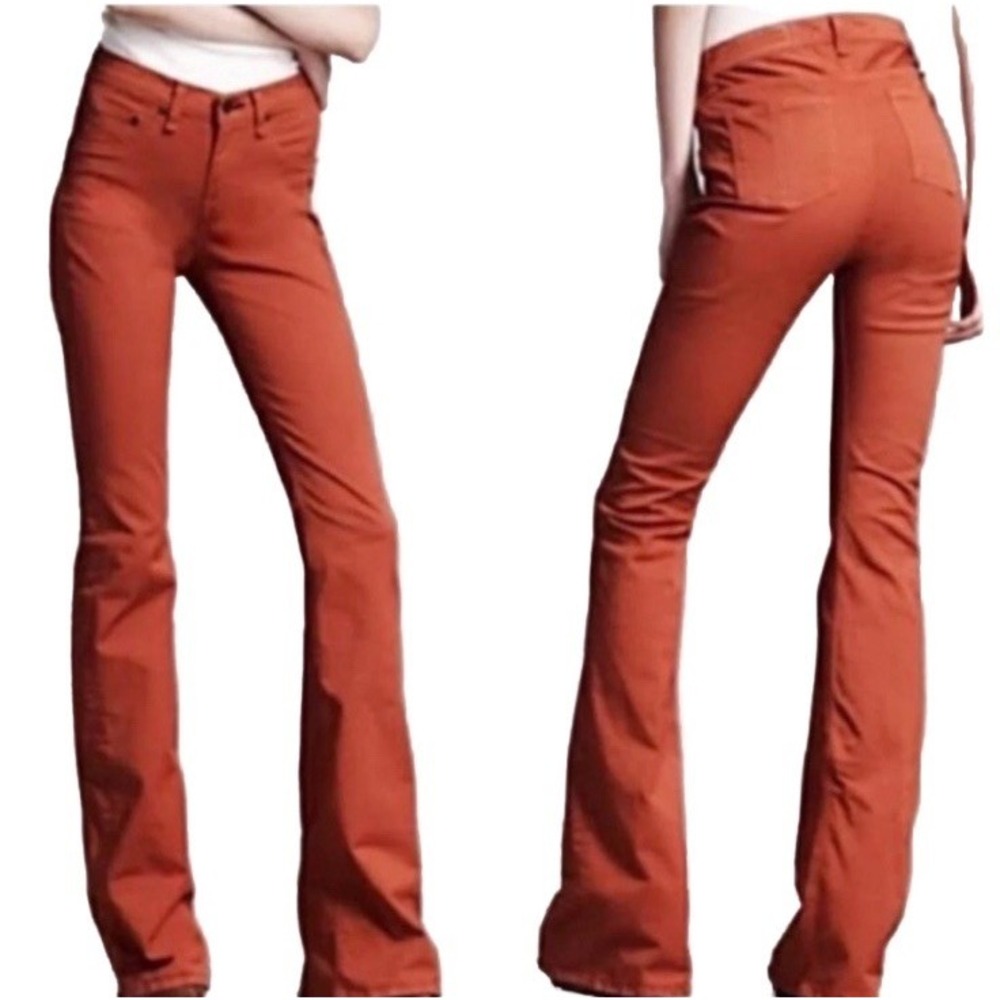 Rag and Bone Elephant Bell Flare Jeans Wms Size 26 Rust Clay Rare Long Inseam